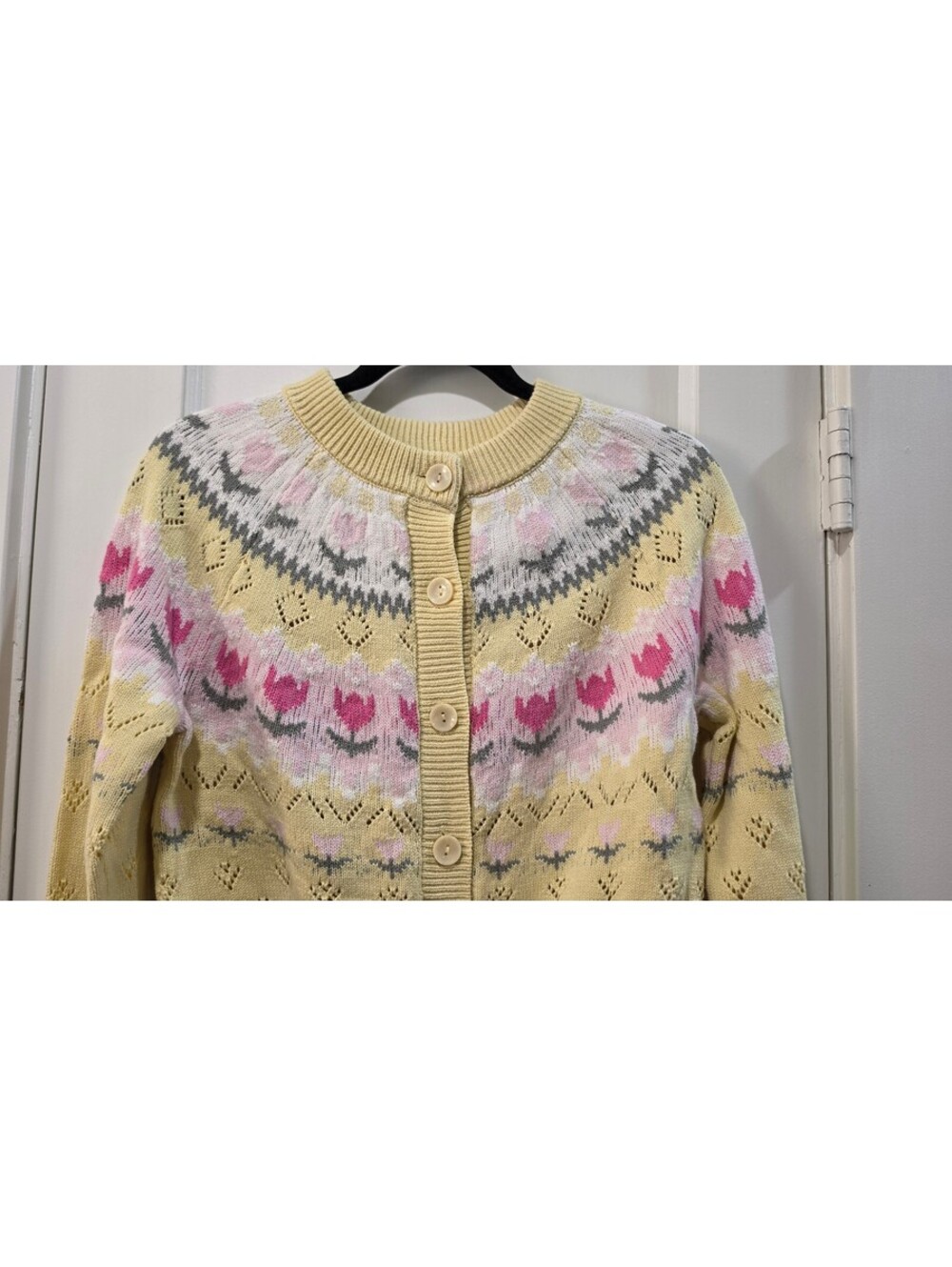 Freshman 1996 Yellow Floral Knit Cardigan Sweater Size Small NWOT - Picture 3 of 7
